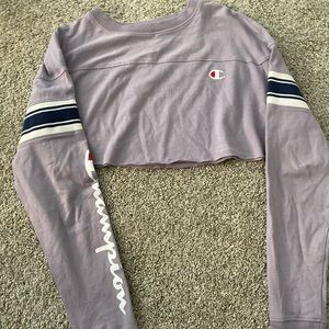 cropped light purple champion long sleeve